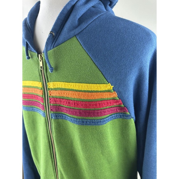 *Rare* Aviator Nation 5 Stripe Hoodie Full Zip Colorblock Jacket Green Blue XXL - Picture 13 of 15